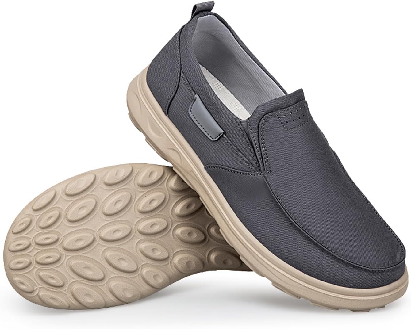 

Мужские тканевые слипоны-лоферы для ходьбы, удобные, легкие, противоскользящие, без шнурков, мягкие повседневные кроссовки, противоскользящие туфли Fifilapin, серый