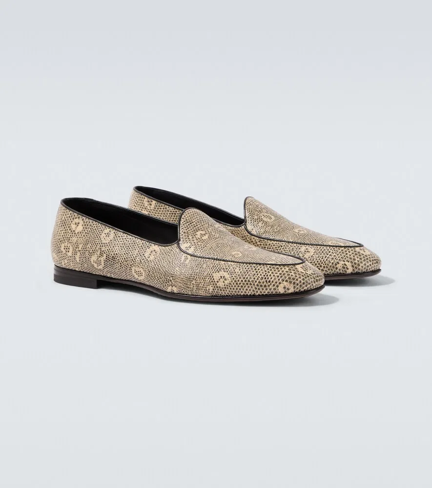 Лоферы из кожи с эффектом змеиной кожи Modena Manolo Blahnik, бежевый