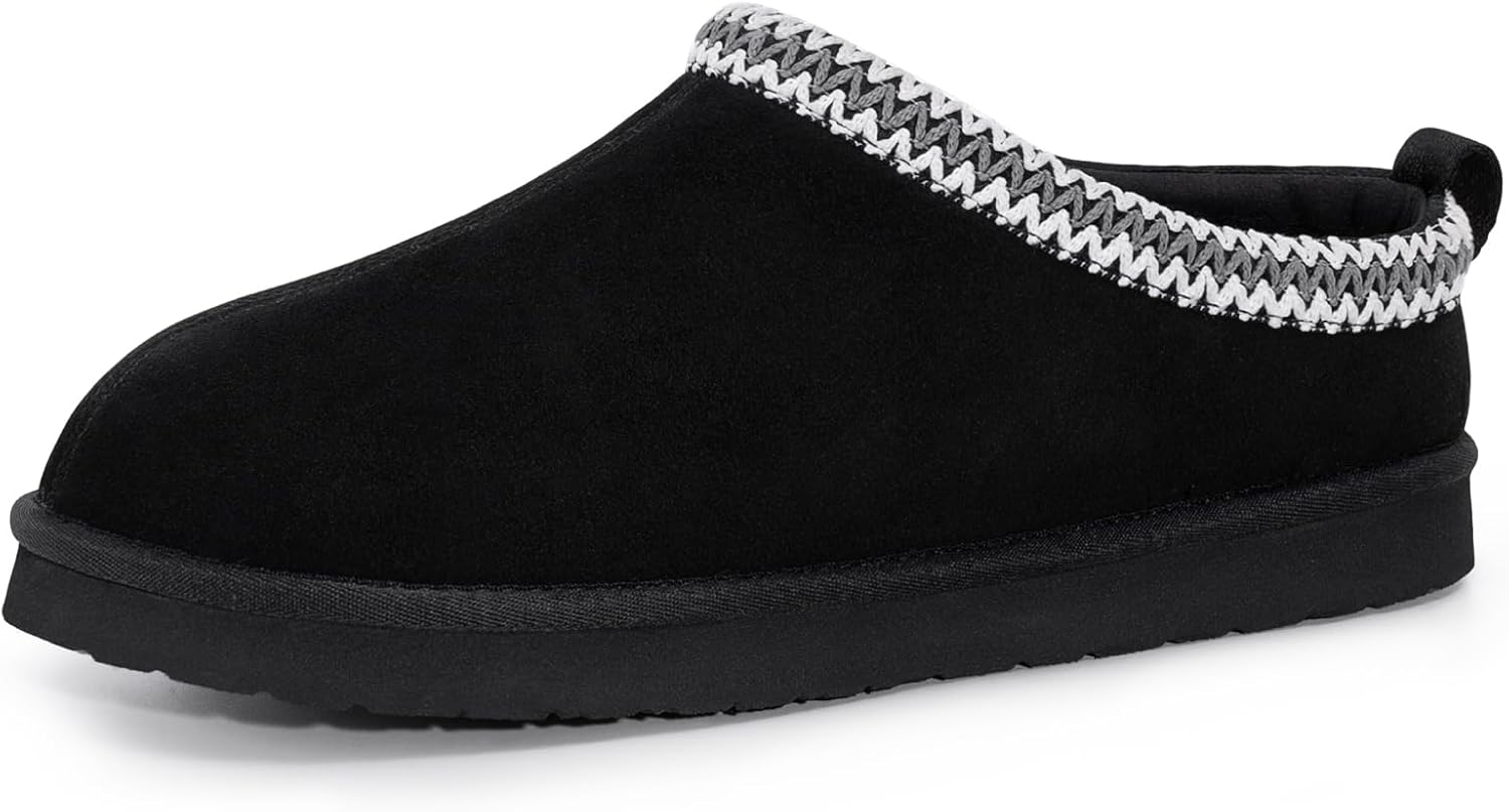 

Мужские зимние тапочки FITORY из натуральной кожи, удобные замшевые туфли с мягкой стелькой из памяти формы, с теплой подкладкой из флиса для дома и улицы, размеры 7-14, черный