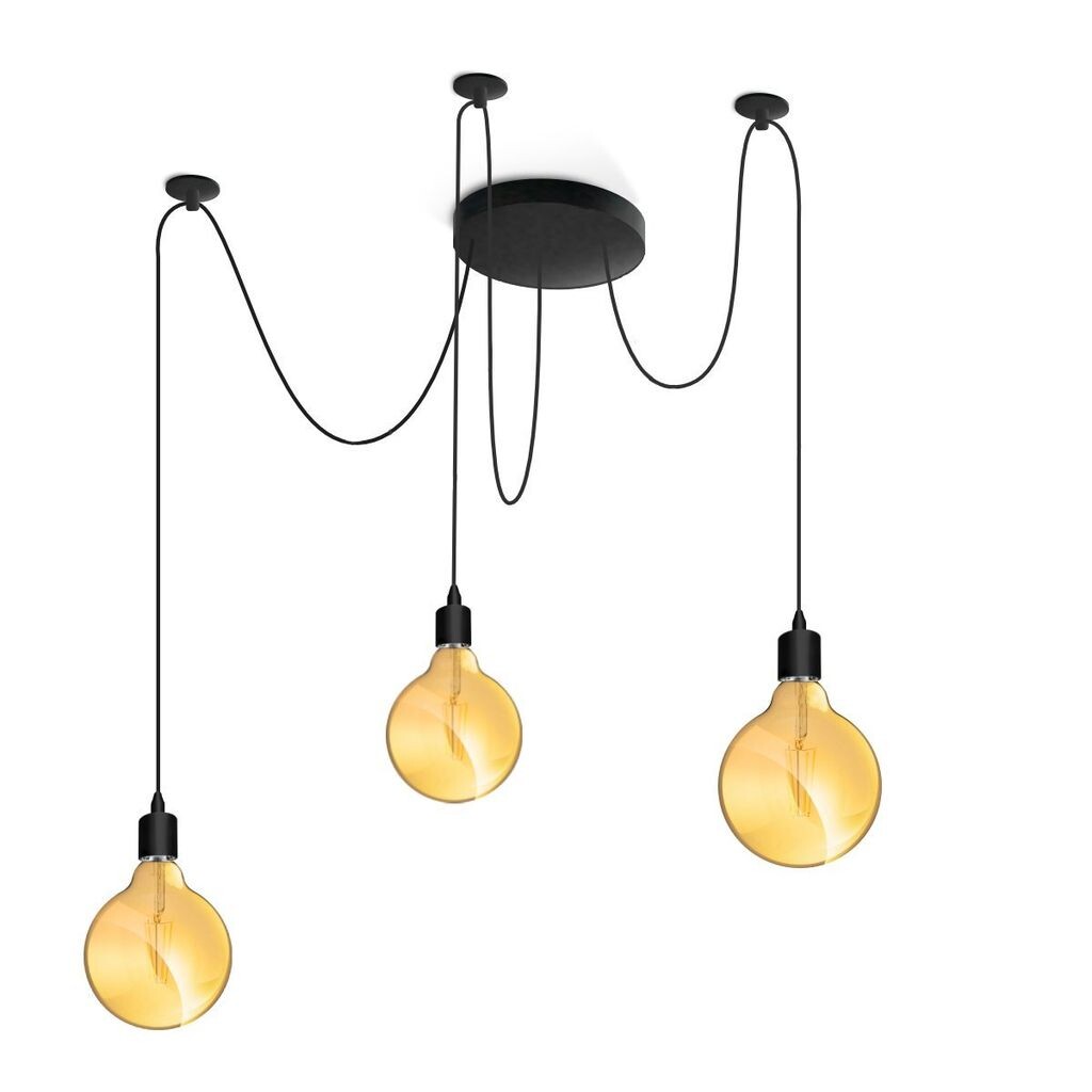 

Подвесной светильник LUMILED, креативная люстра, потолочный светильник в виде паука, винтажный цоколь E27, светодиодный черный металл, регулируемый по высоте (3 лампы)