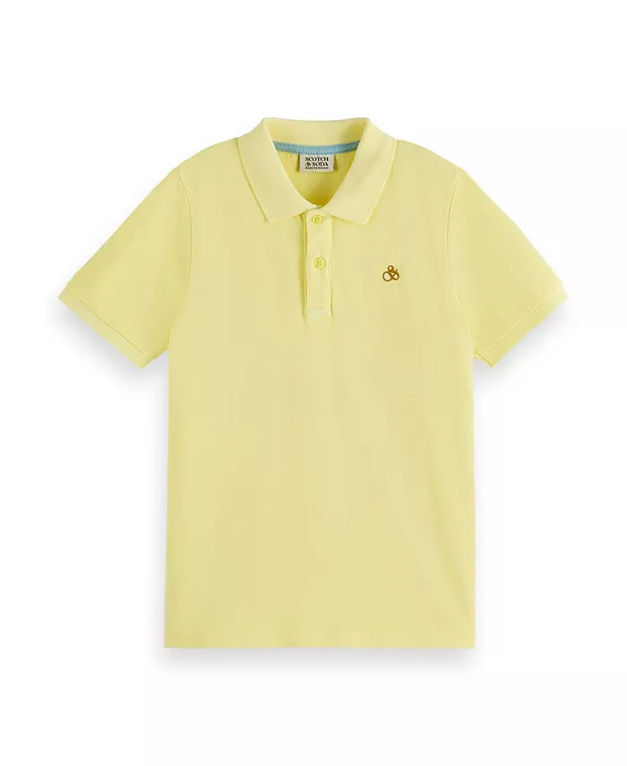 

Детская и подростковая поло из пике с эффектом garment dye SCOTCH & SODA, желтый