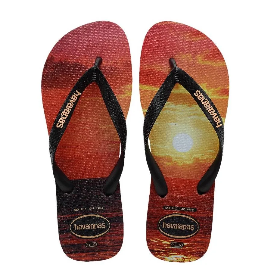 Детские резиновые шлепанцы Havaianas с принтом «Закат», черный — фото 2