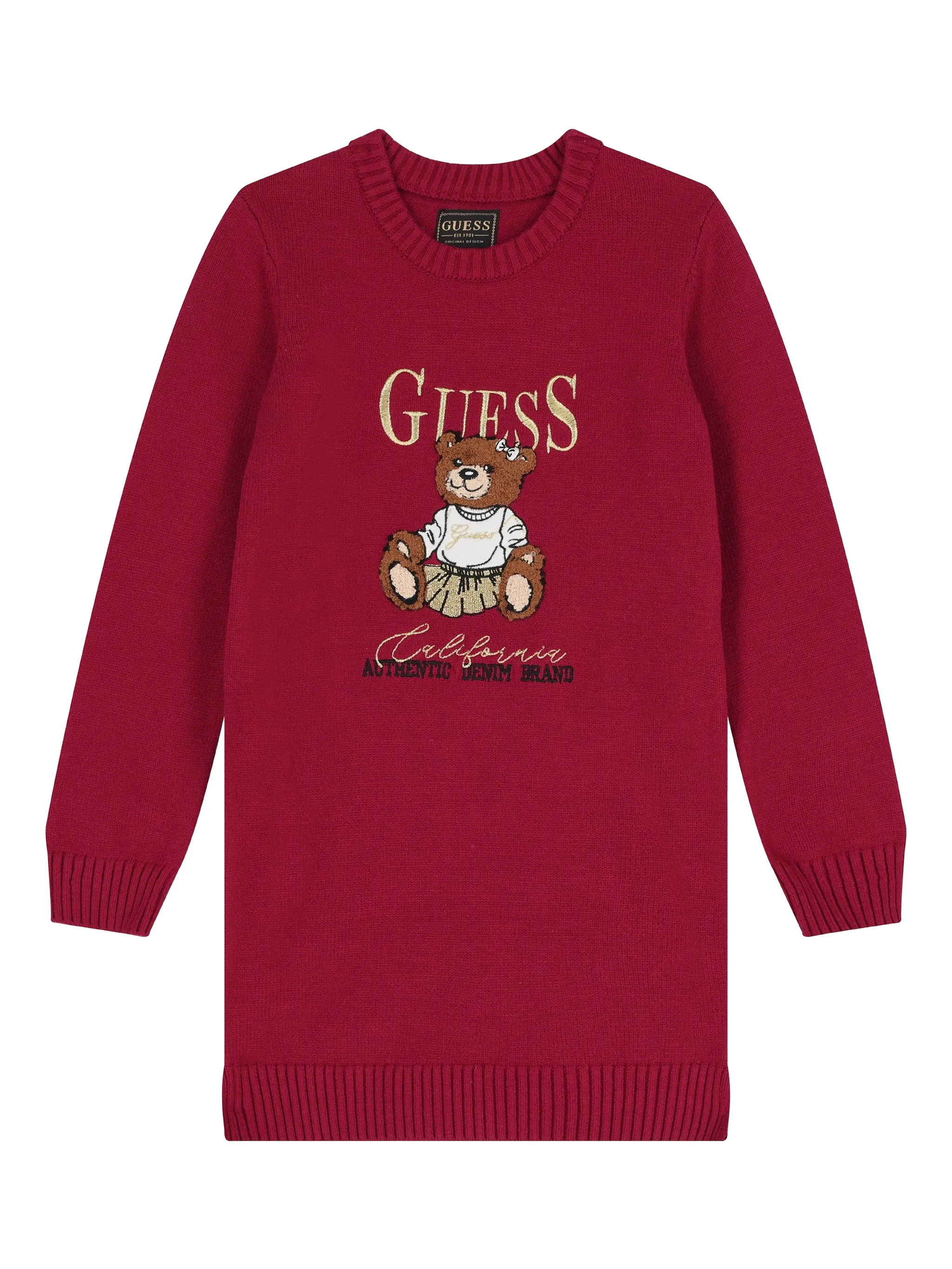 

Вязаное платье с плюшевым мишкой Guess Kids, красный