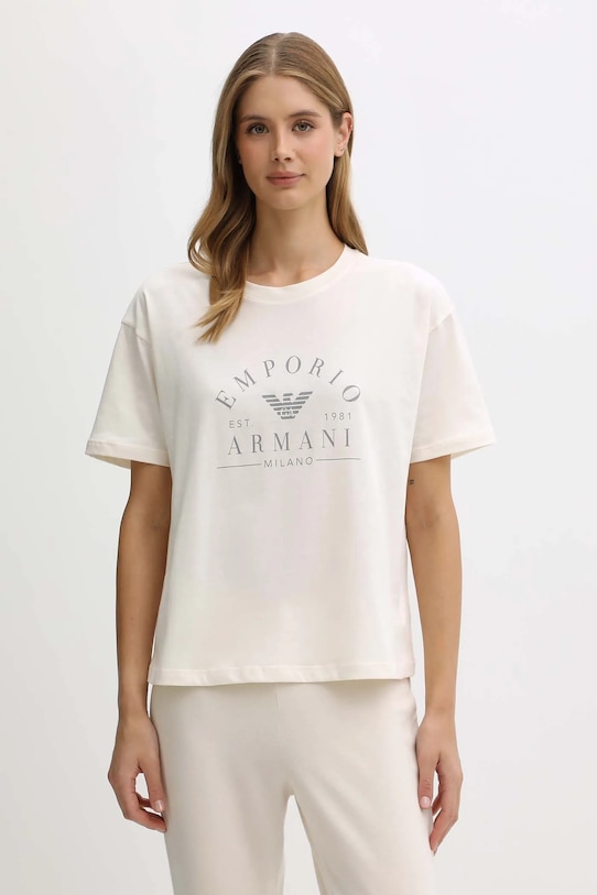 

Хлопковая футболка для отдыха Emporio Armani Underwear, бежевый