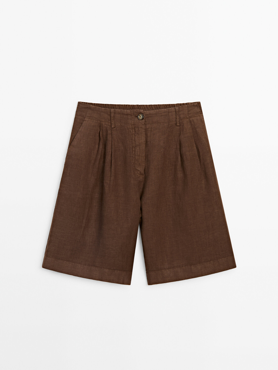 

Льняные шорты-бермуды с двойной вытачкой Massimo Dutti, коричневый
