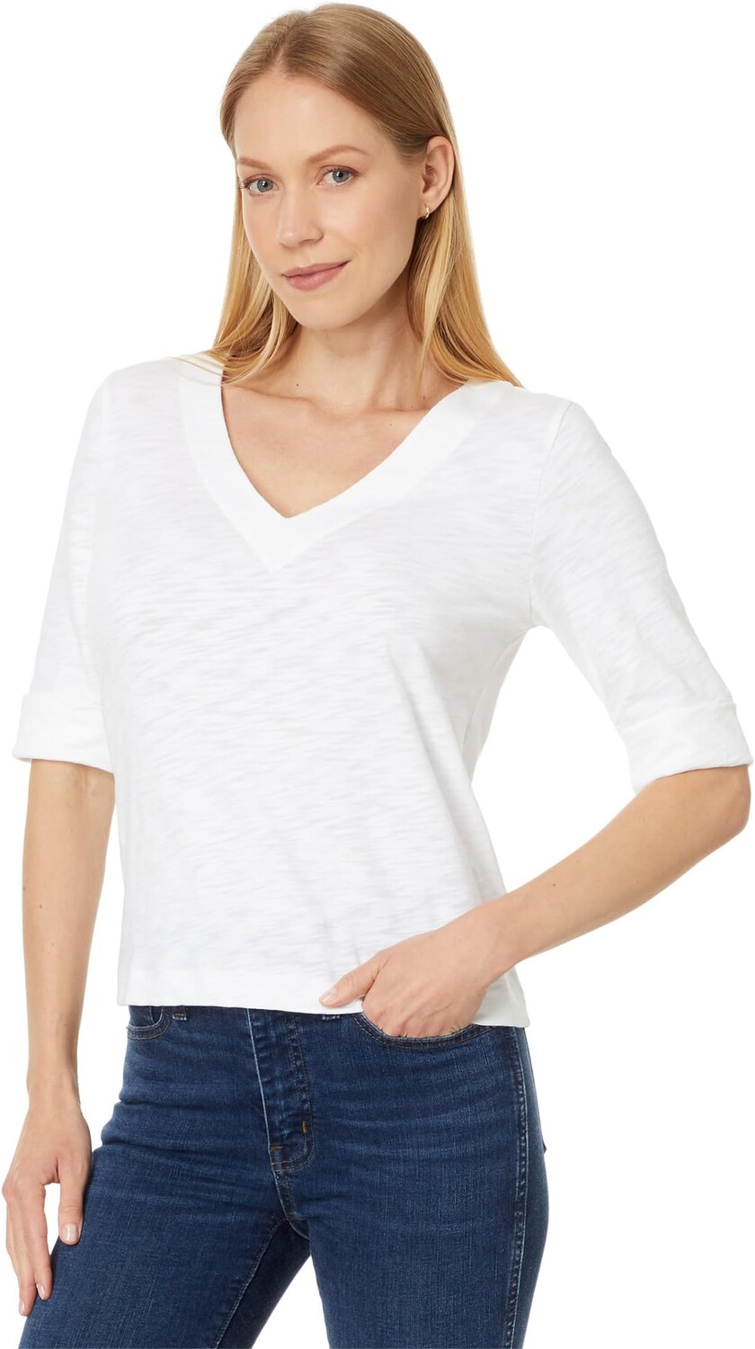 

Пуловер Lilla P Cuffed Elbow Sleeve V-Neck, белый