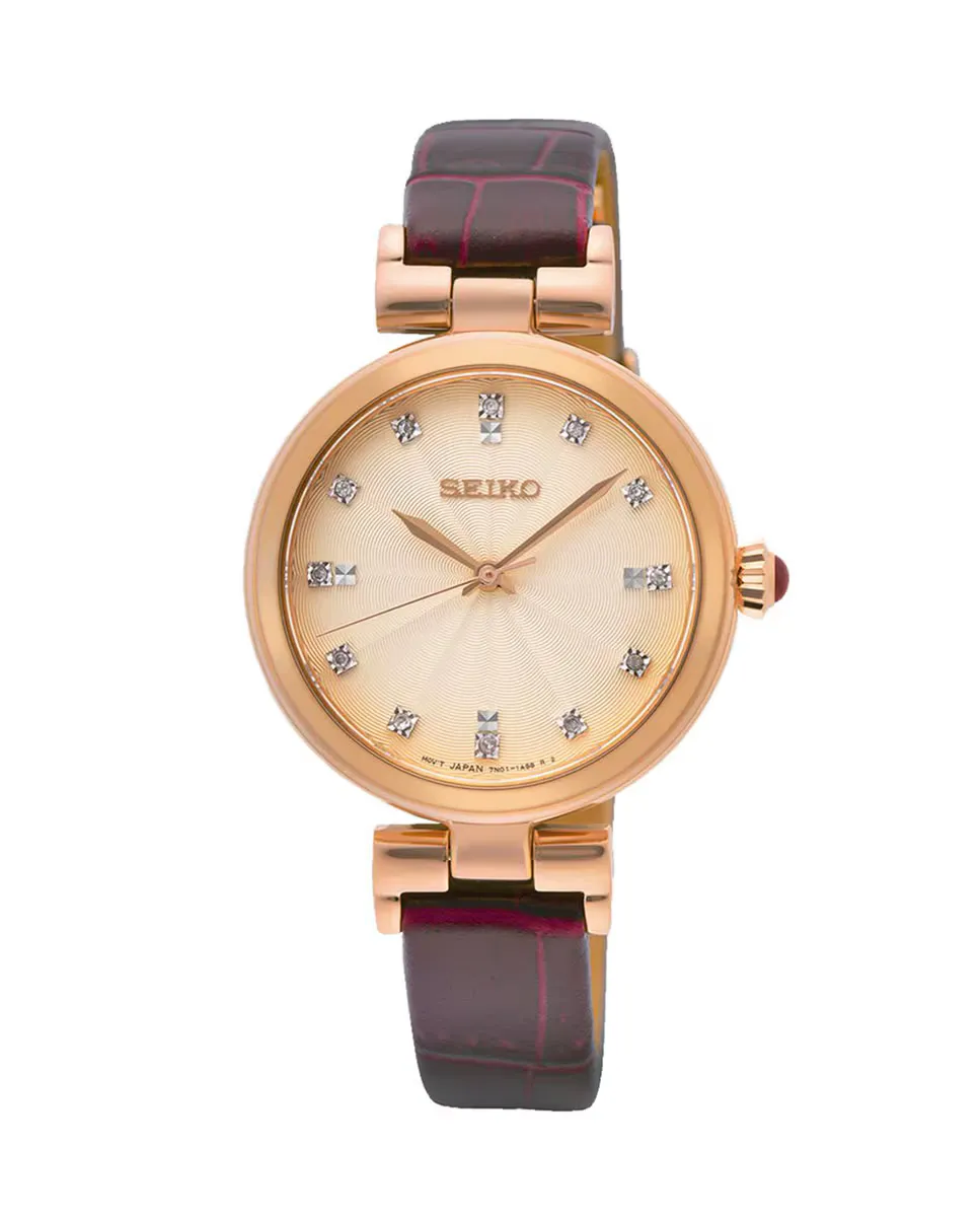 

Женские женские часы SRZ548P1 из кожи и коричневого ремешка Seiko, коричневый