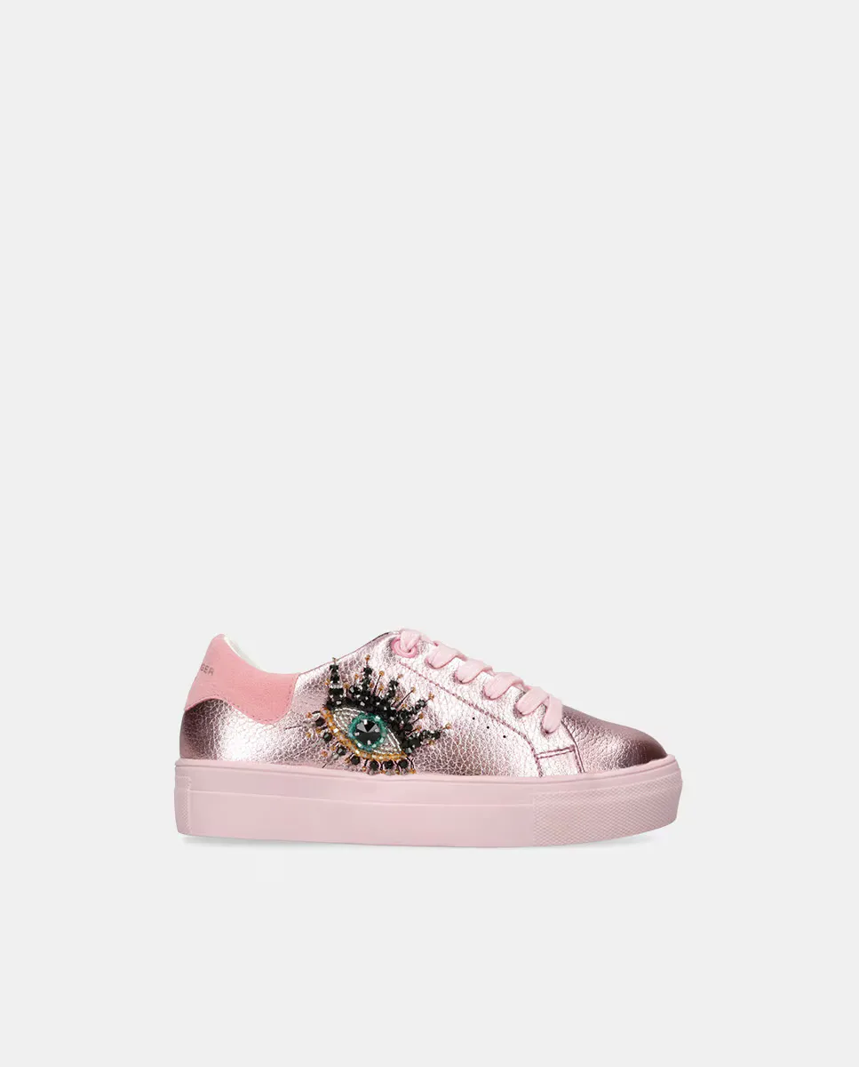 

Кожаные низкие кеды в форме шлема для девочек Mini Laney Eye Kurt Geiger, розовый