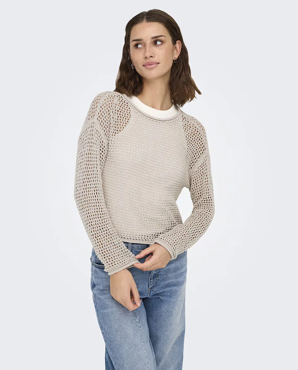 

Женский ажурный вязаный свитер Only, цвет Blanco hielo