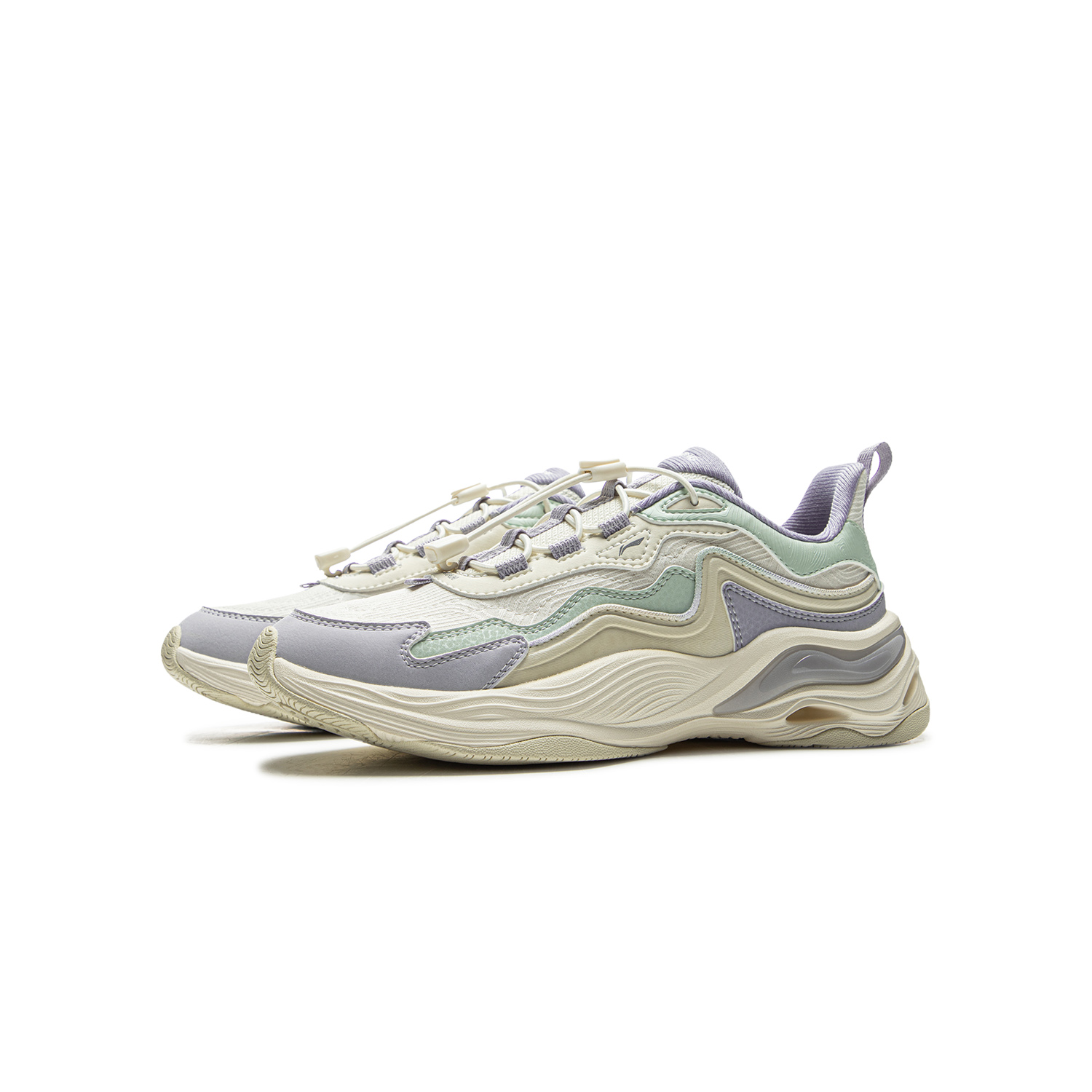 LINING YOUNG Кроссовки для детей из коллекции Sports Life Cloud River Low-Go. Цвет: восковой желтый/бежевый/фиолетовый, дымчато-голубой. — фото 3