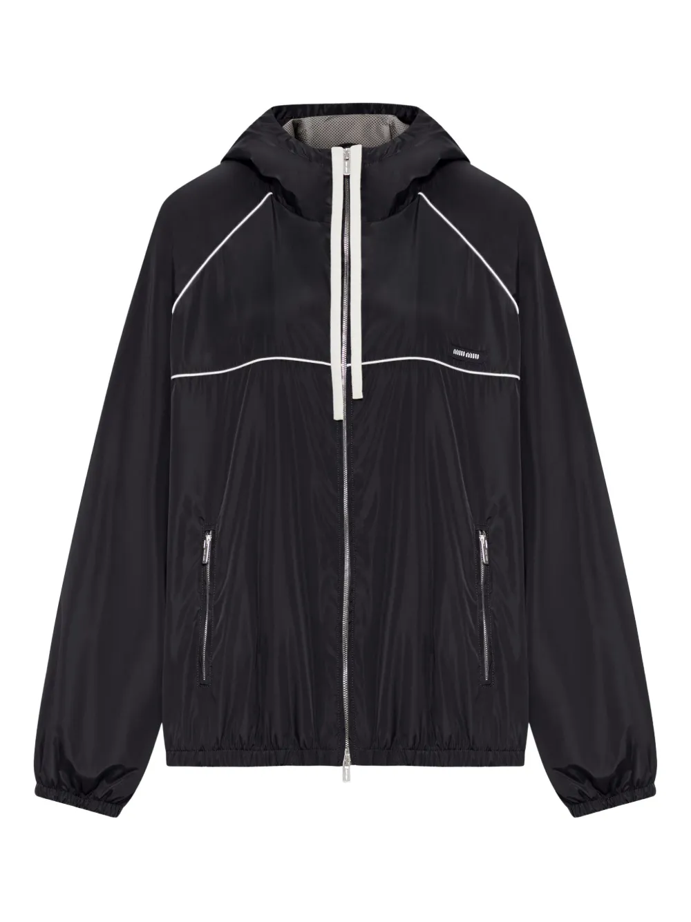

Куртка с капюшоном и застежкой-молнией MIU MIU, черный