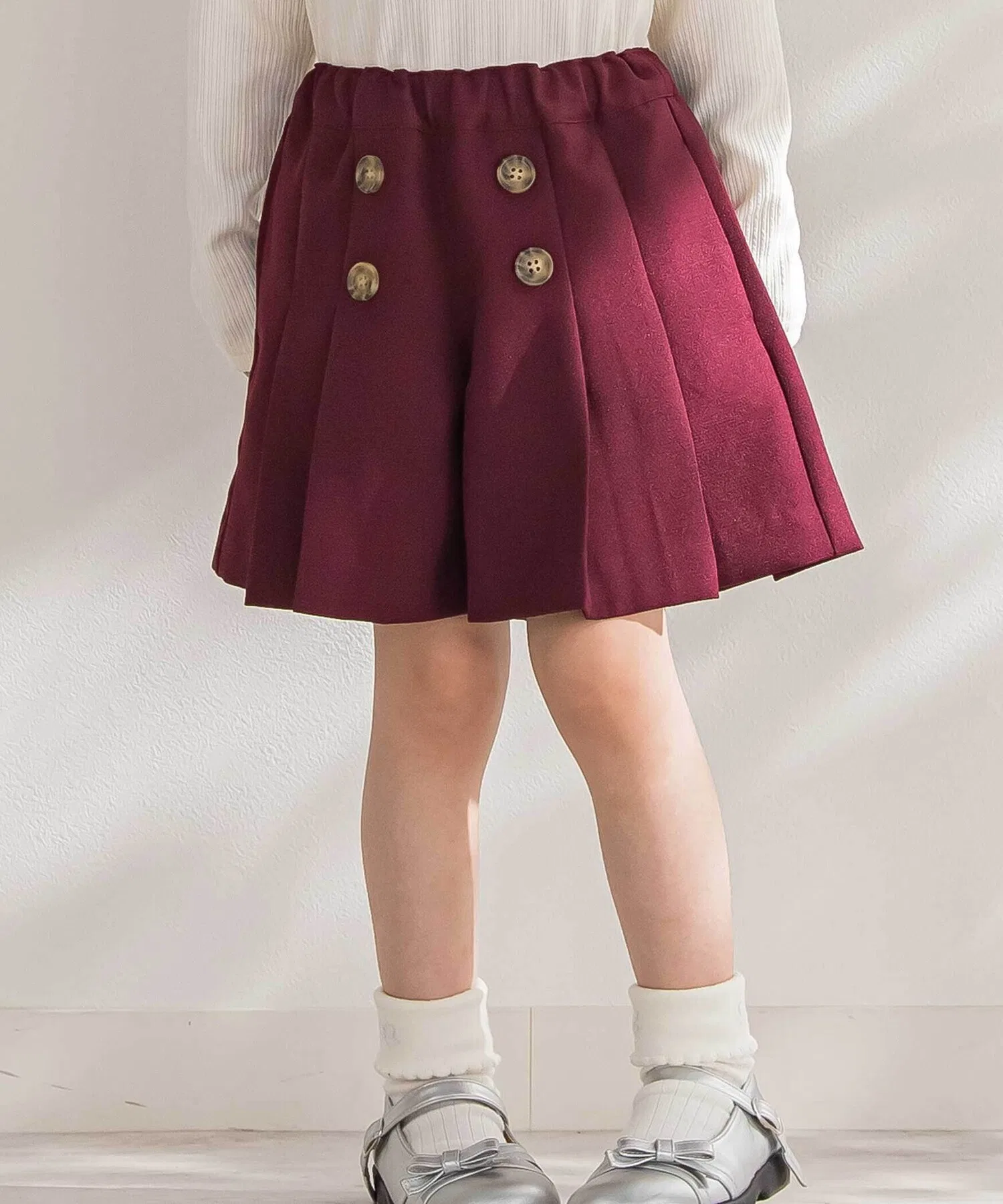 Детские плиссированные кюлоты с пуговицами BeBe Petits Pois Vert красные