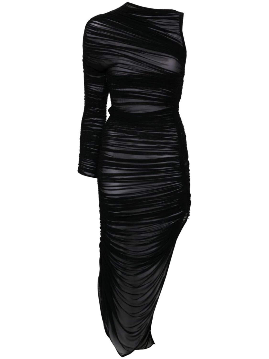 

Mugler платье асимметричного кроя со сборками, черный