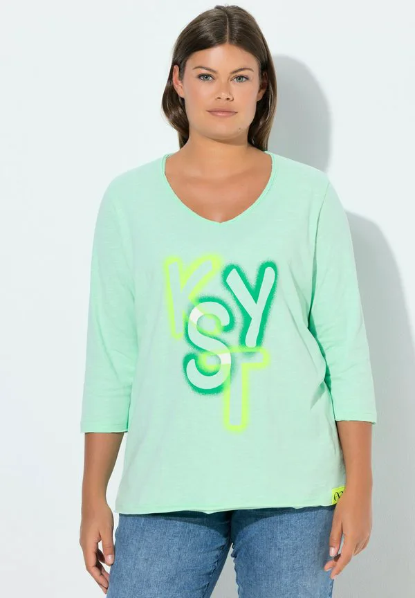 

Футболка с длинными рукавами и неоновым принтом. Laurasøn, Pale Mint, Зеленый, Футболка с длинными рукавами и неоновым принтом. Laurasøn, Pale Mint