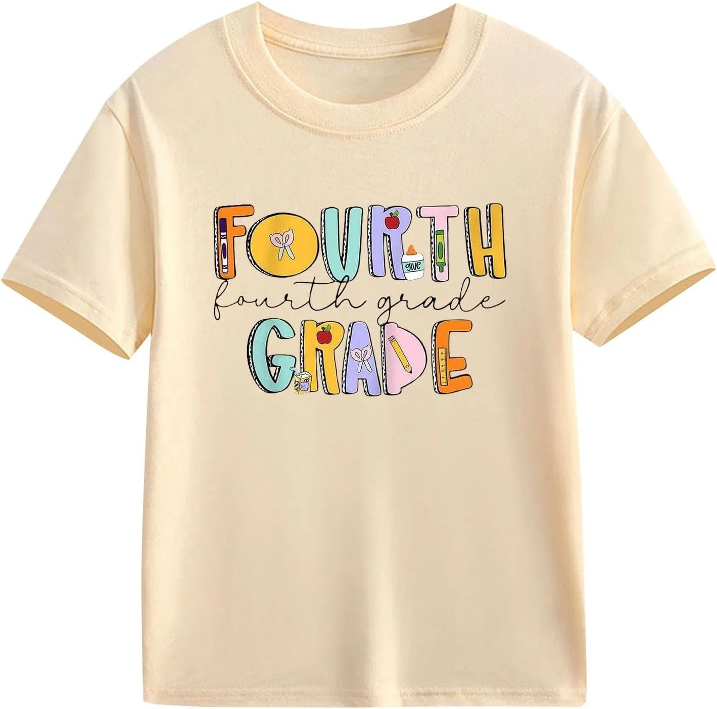 Футболка детская с коротким рукавом, бренд Generic, цвет Beige — фото 4