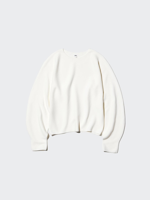 Хлопковый 3D-джемпер с объемными рукавами Uniqlo, 01 off white — фото 3