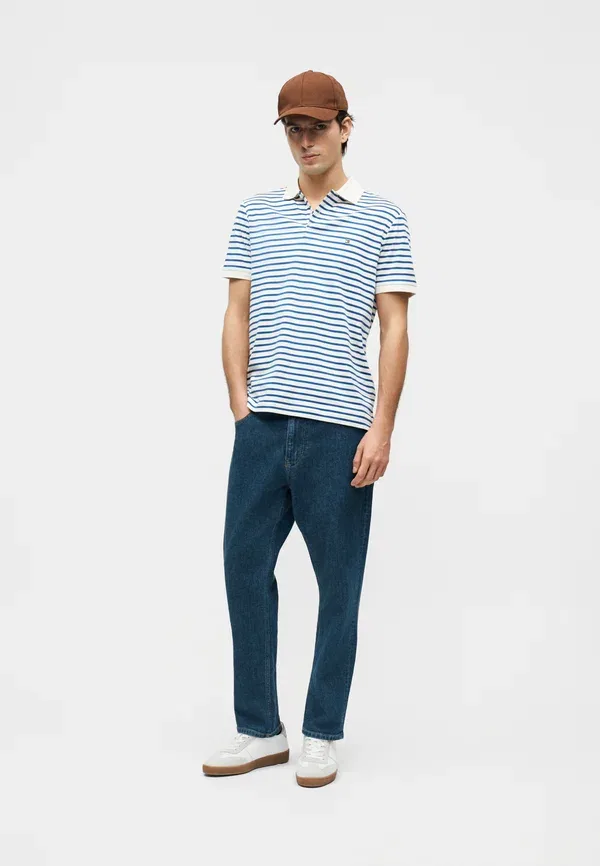 Поло Tommy Hilfiger Seasonal Core Essentials, цвет слоновая кость/пигментный синий — фото 2