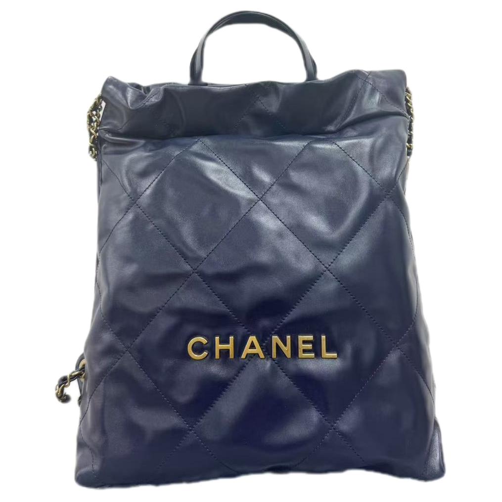 

CHANEL Женский рюкзак из кожи коровы темно-синий