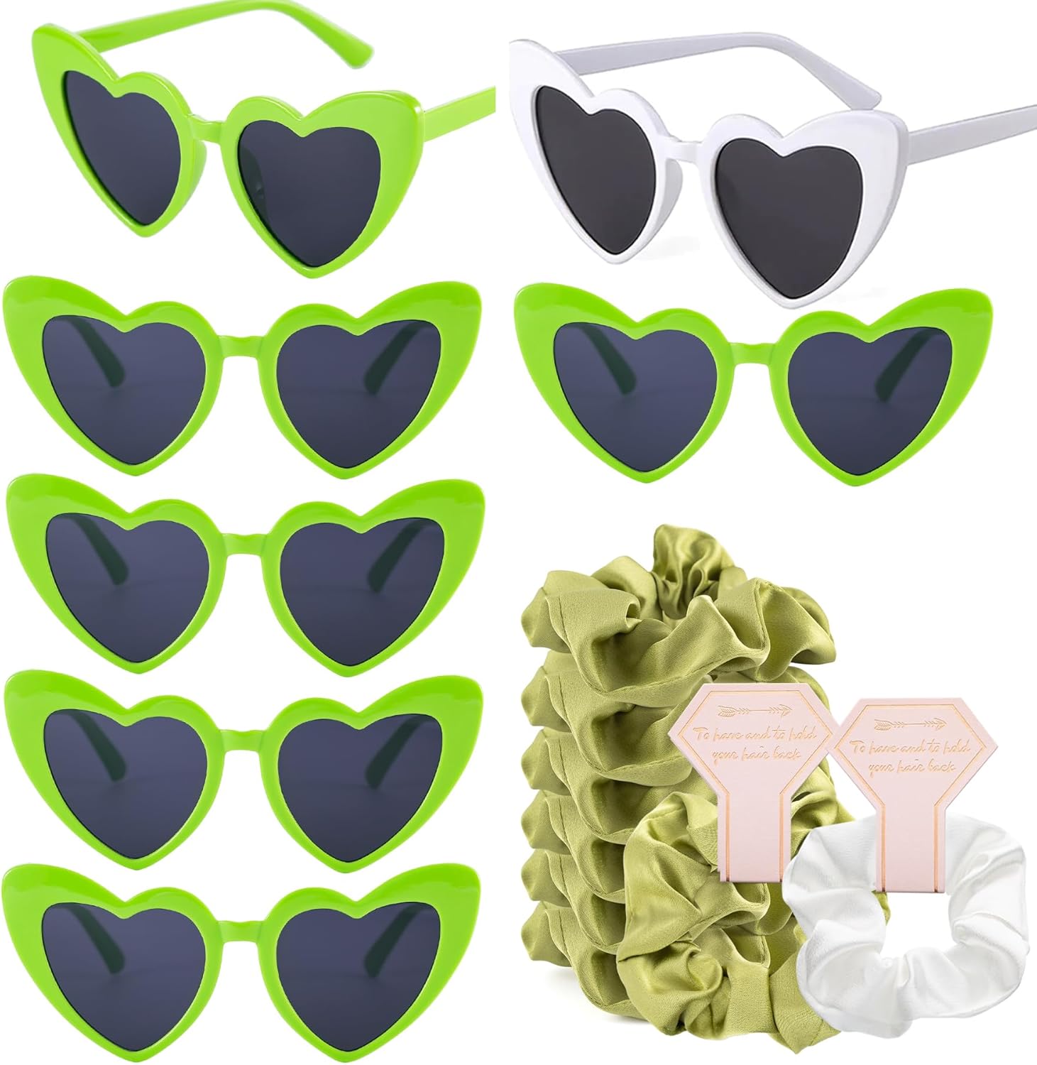 

Набор из 14 солнцезащитных очков и атласных резинок для волос для подружек невесты в качестве подарков на девичник, свадебный подарок на вечеринку у бассейна для подружек невесты, подарок на предложение руки и сердца Kmopom, Green