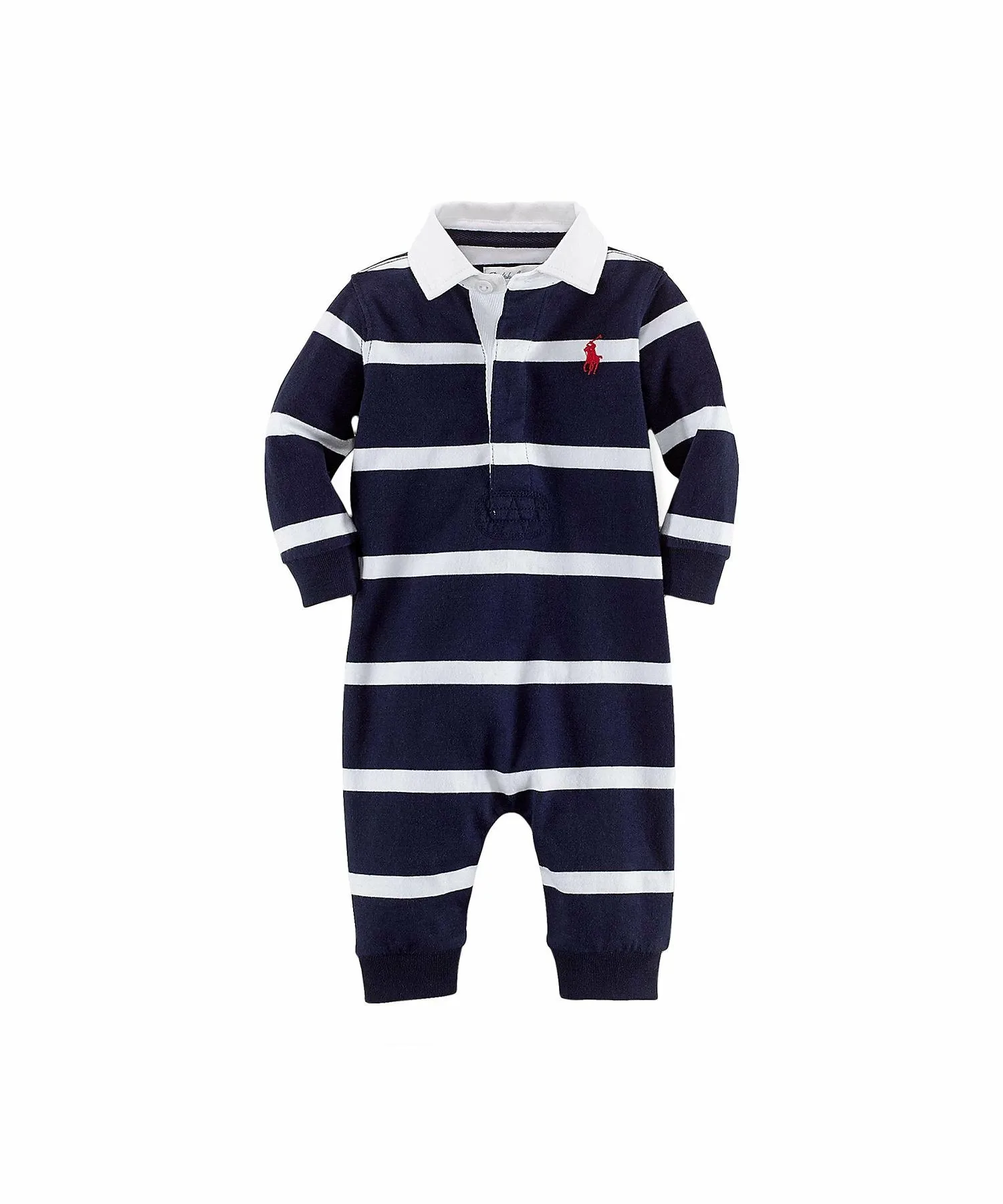 Детский полосатый хлопковый комбинезон для регби Polo Ralph Lauren, 410 Navy
