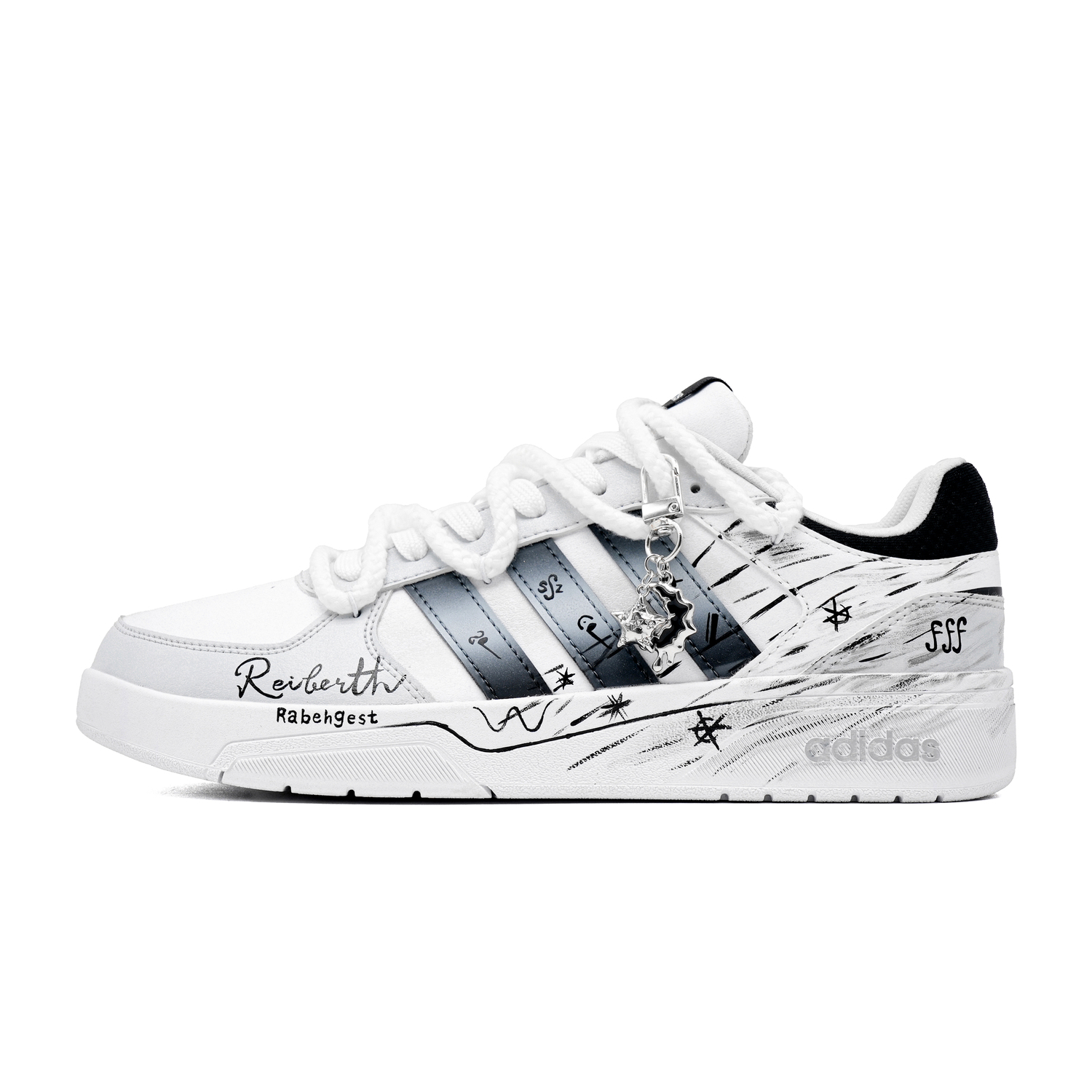 

Adidas Neo Кроссовки для скейтбординга Courtbeat Rebirth с амортизацией в виде нот и дышащие низкие унисекс черно-белые, цвет Black White