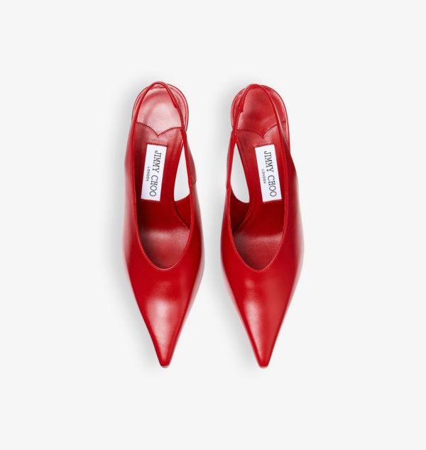 Туфли-Лодочки Isa 95 из кожи с открытой пяткой и каблуком Jimmy Choo, красный — фото 2