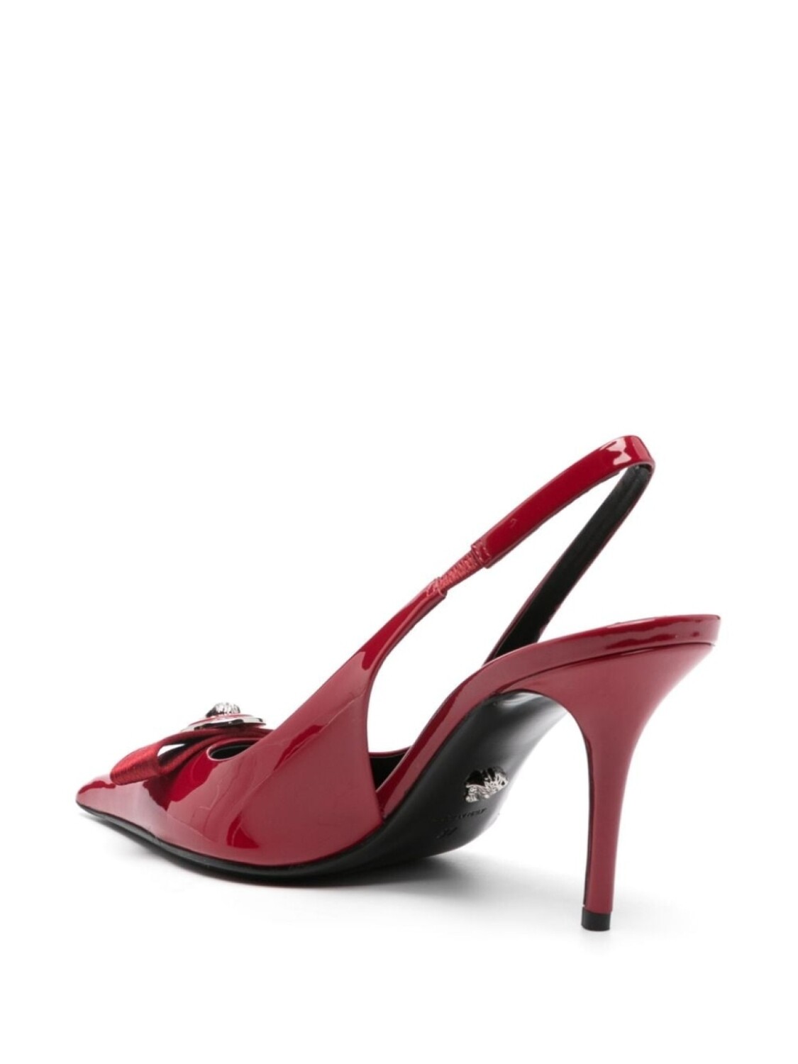 Versace туфли-лодочки Gianni-ribbon 85 мм с открытой пяткой, красный — фото 3
