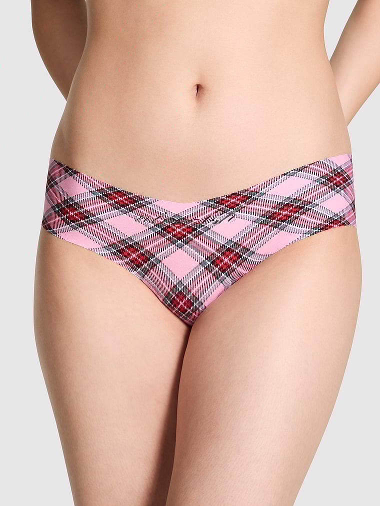 

Трусики-Хипхаггеры No-Show Pink, smooth pink lollipop plaid print with nice-ish foil graphic