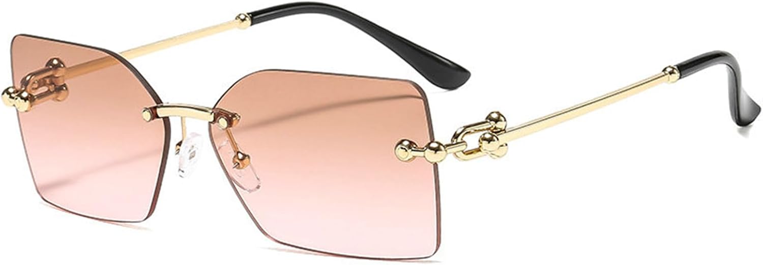 

Солнцезащитные очки без оправы прямоугольной формы для мужчин и женщин. Стильные солнцезащитные очки без оправы в винтажном стиле, квадратные, для летних путешествий willochra, C7