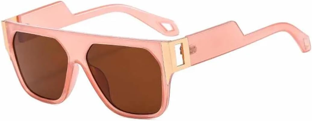 

Панк-ретро тренд, большие оправы, плоская верхняя часть, квадратные женские солнцезащитные очки, роскошные мужские очки для активного отдыха, поездок, путешествий, защиты от УФ-излучения UV400 TVTBBVV, Pink Brown