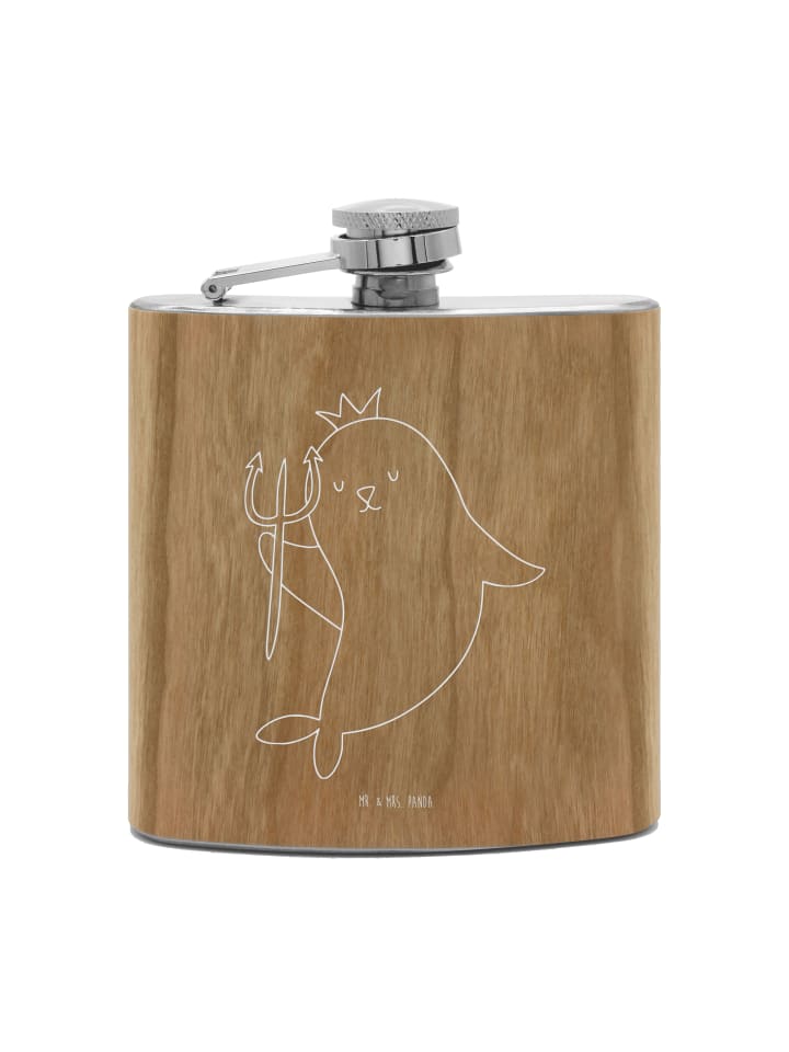 

Mr. & Mrs. Panda Бутылка для воды с изображением знака зодиака Водолей, без надписи, коричневого цвета