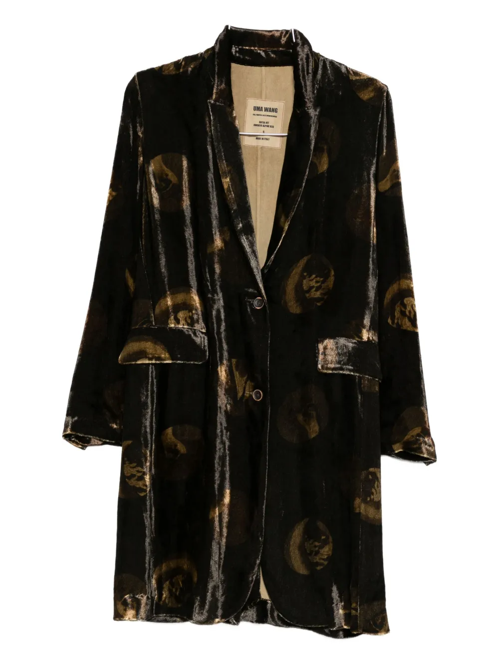 

Бархатный пиджак с узором Uma Wang, коричневый