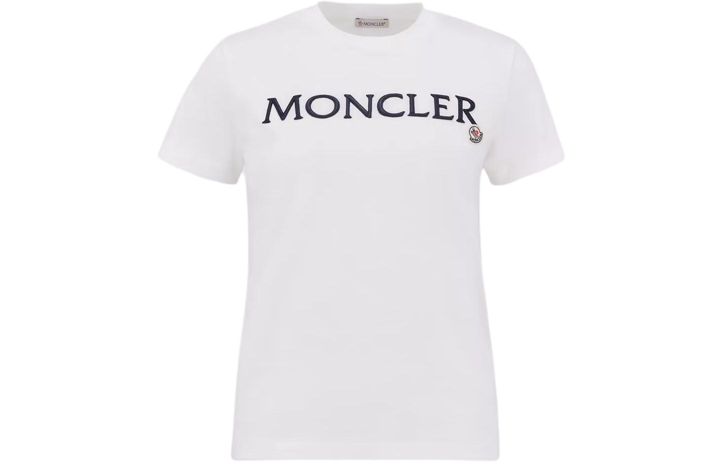 

Футболка с вышитым логотипом и круглым вырезом Moncler, белый