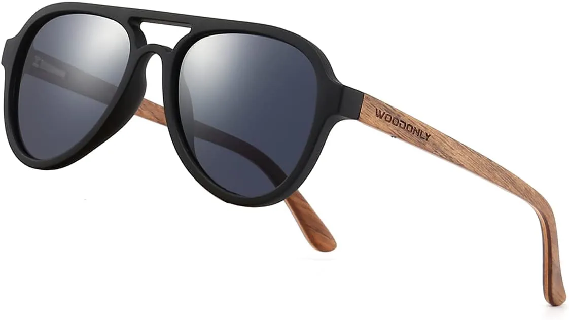 

Поляризованные солнцезащитные очки-авиаторы из дерева — дизайнерские деревянные очки для мужчин и женщин. Подарки на день рождения и Рождество WOODONLY, Black