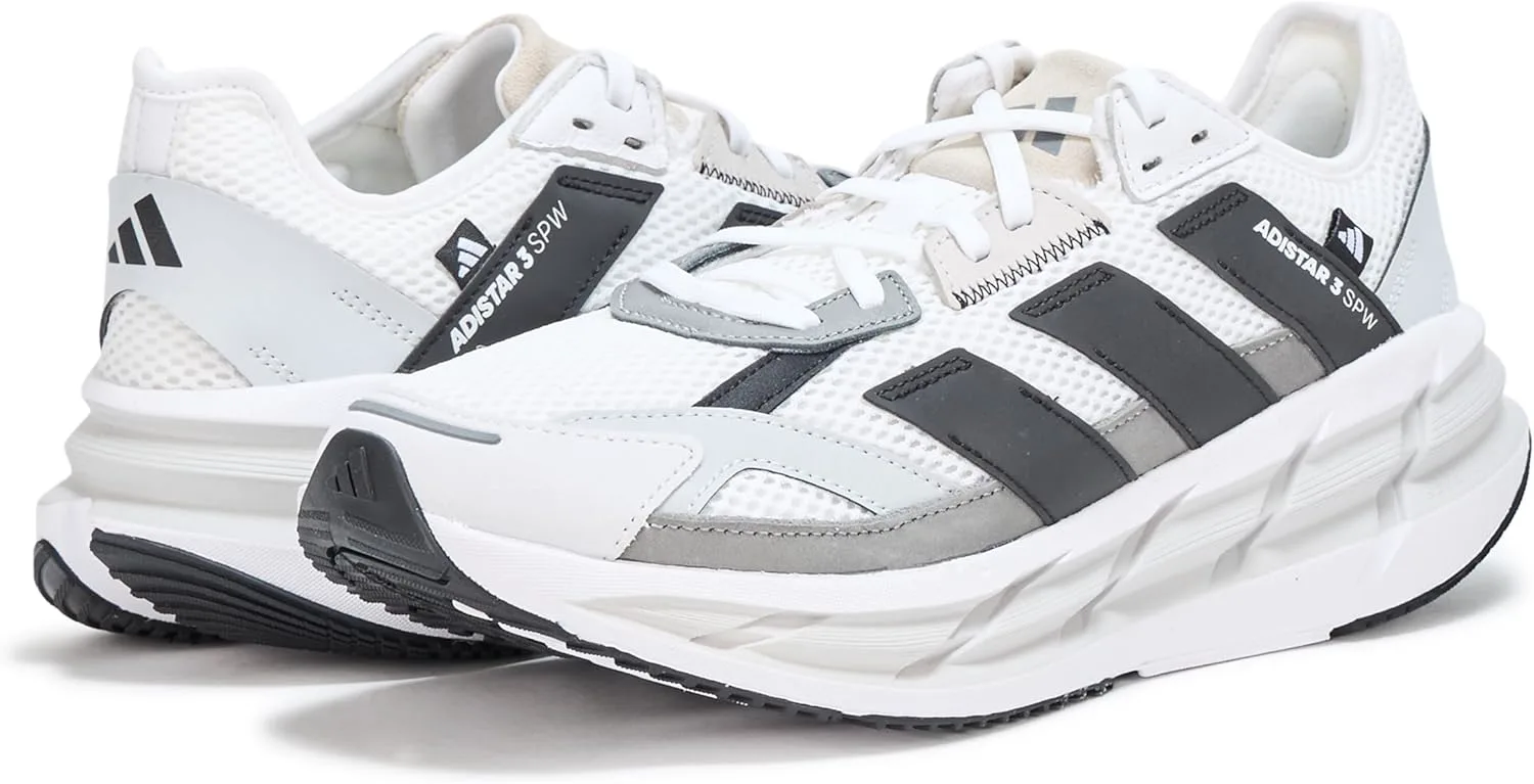 Мужские беговые кроссовки Adidas Adistar 3 Sportswear - зеленые, белый/черный/серый — фото 3