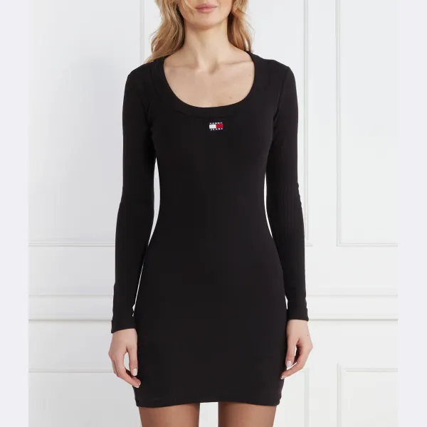 

Платье Tjw в рубчик с логотипом Tommy Hilfiger, черный