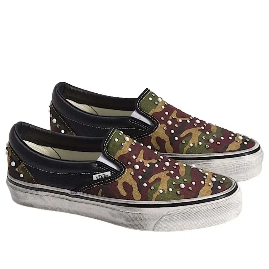 Слипоны Vans Premium Classic Slip-On Pearlized 'Camo Black' VN000D9PCAK, зеленый — фото 2