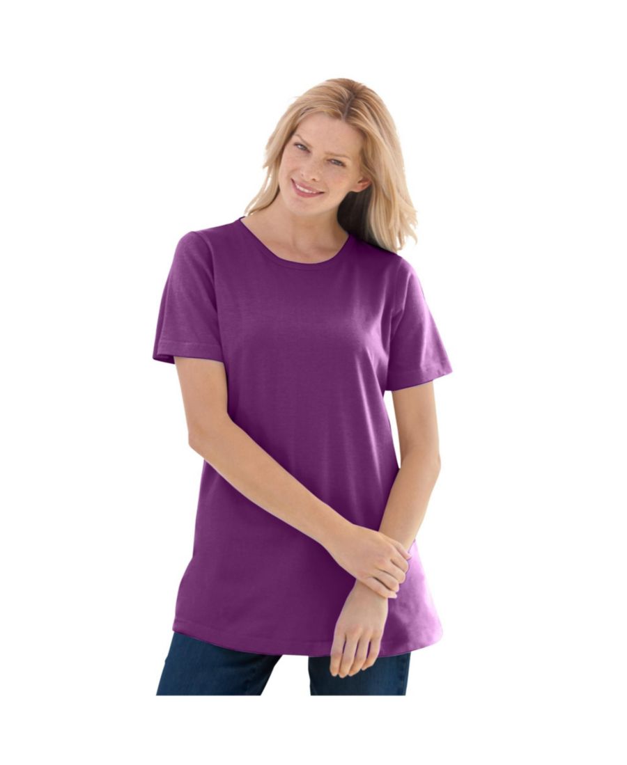 

Футболка с коротким рукавом и круглым вырезом идеального размера для полных женщин Woman Within, Plum purple, Фиолетовый, Футболка с коротким рукавом и круглым вырезом идеального размера для полных женщин Woman Within, Plum purple