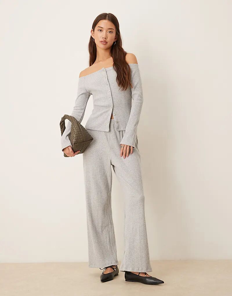 

Супермягкие широкие брюки ASOS DESIGN в рубчик серого цвета