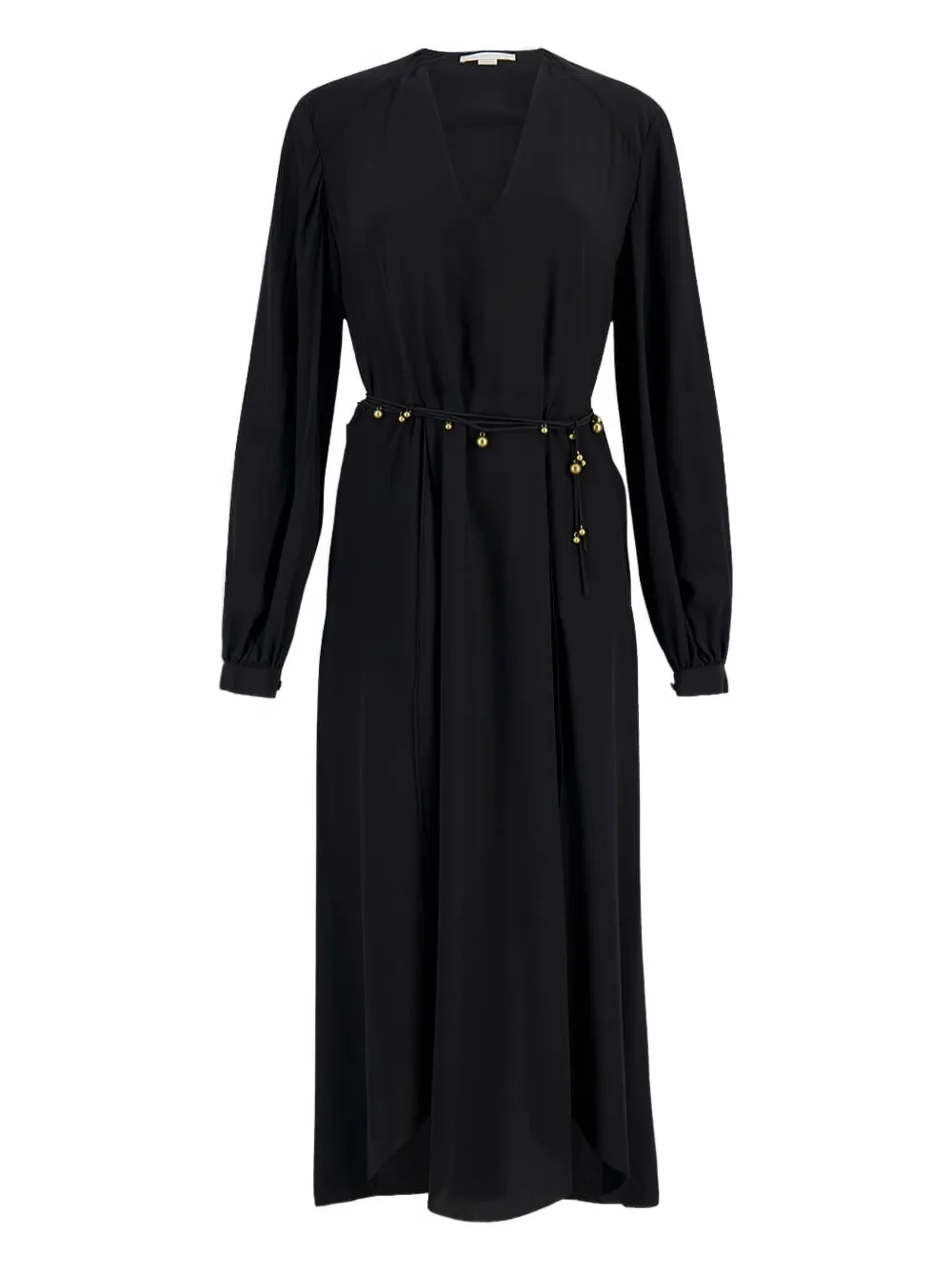 

Декорированное платье миди с поясом Stella Mccartney, черный