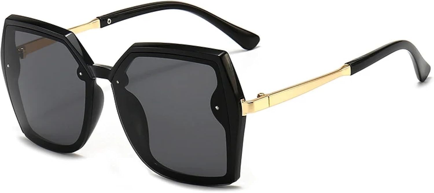 

Винтажные классические солнцезащитные очки в крупной оправе для женщин и мужчин, модные металлические очки для вождения и путешествий, защита от УФ-излучения UV400 TKKTLLT, Black Gray