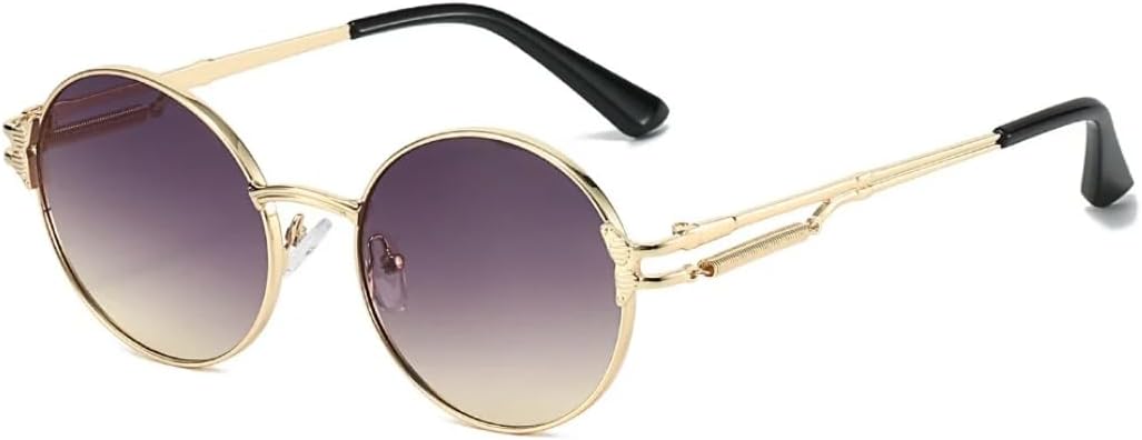 

Ретро-солнцезащитные очки с градиентной круглой оправой для женщин, роскошные, в стиле хип-хоп/панк, модные очки для мужчин с защитой от УФ-излучения UV400 TVTBBVV, Golden Grey Brown