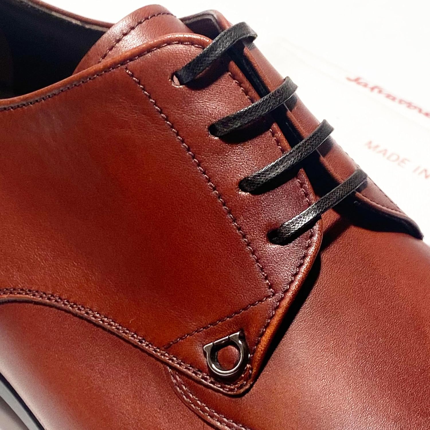 Мужские классические туфли оксфорды Ferragamo Tristano Leather Gancini Portagas (коричневые) на шнуровке (Salvatore) — фото 2