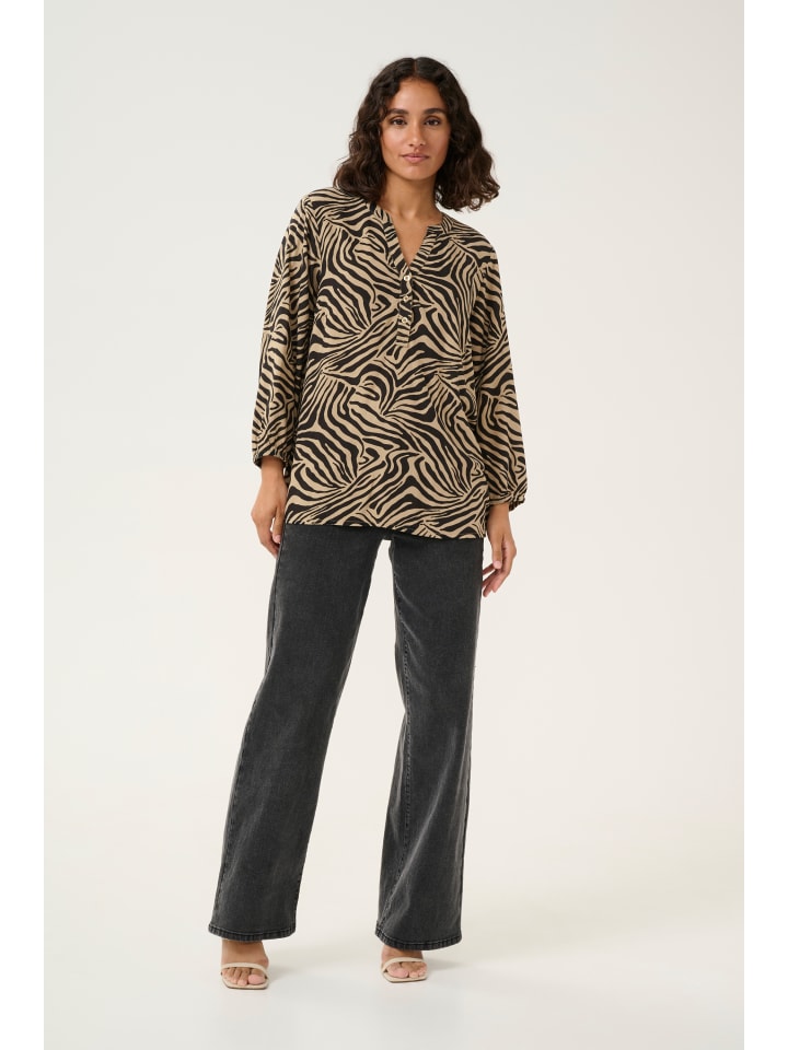 

Блузка Kaffe, цвет chinchilla/black animal print