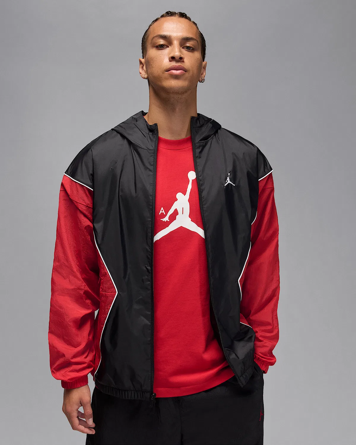 Мужская куртка с капюшоном Jordan Brooklyn, Black/Gym Red/White/White