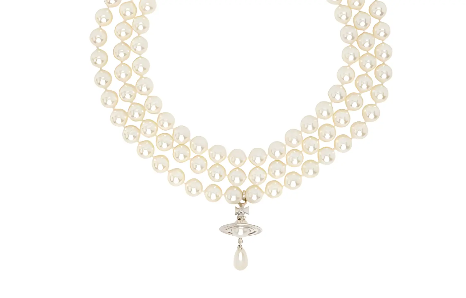 

Трехрядный жемчужный чокер Drop Pearl Vivienne Westwood, platinum