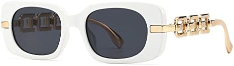 

Модные солнцезащитные очки 2027 года для женщин в стиле ретро с металлической цепочкой, защита от УФ-излучения UV400, панк-очки, белые и черные, один размер MTZJH, One Color