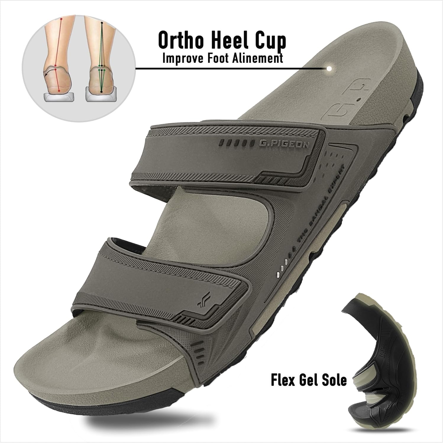 Сандалии Gold Pigeon Shoes PIRO унисекс с ортопедической стелькой Orthoheel, высокоплотным гелем и подошвой с водоотведением, 1545 Moonrock — фото 4