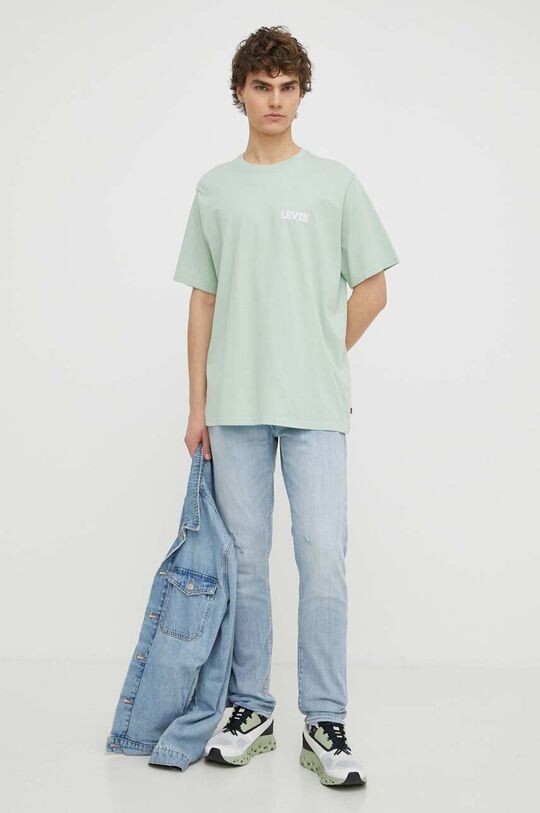 Хлопковая футболка Levi's, зеленый — фото 2