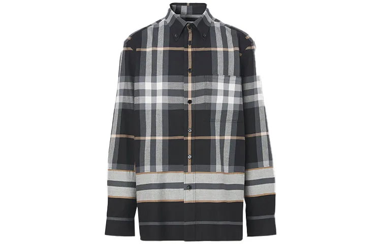 Рубашка Burberry SS22 мужская, черно-серый, для весны и осени